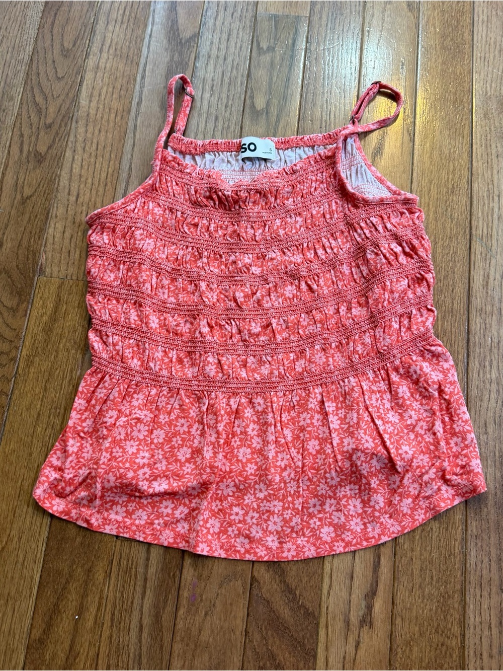SO Coral Pink Floral Smocked Tank